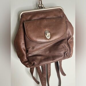 Vintage Guess USA Brown genuine leather Backpack Purse